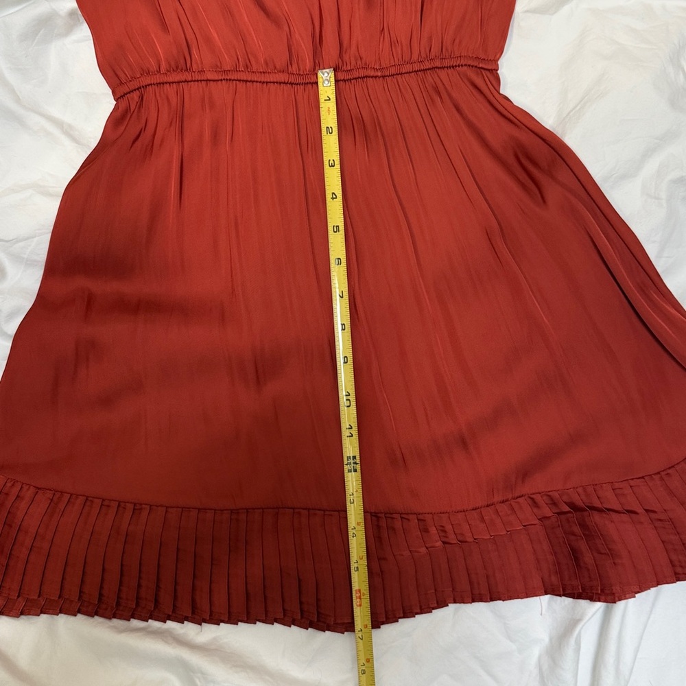 Steve Madden “Verona” Pleated Trim Rust/Terracotta Fit-&-Flare Dress. Size XS. - Picture 7 of 13